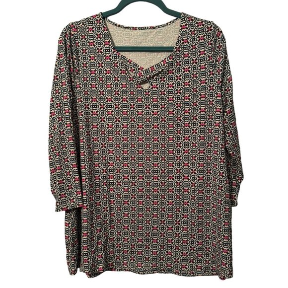 Kim Rogers blouse size PL Womens Top With Geometric Pattern In Rayon & Spandex - Picture 2 of 12